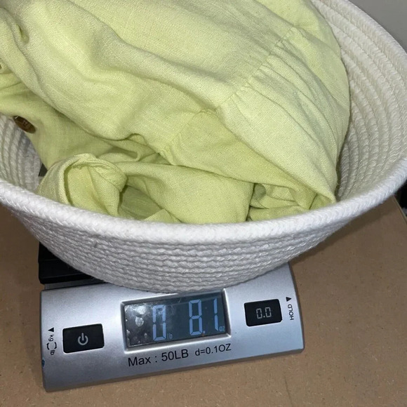 lee yellow linen blend peplum button front top womens size L short sleeve - Picture 11 of 11